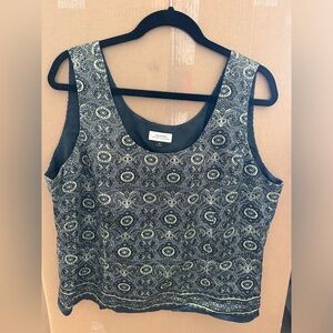 Tahari Arthur S.Levine Print Silk Sleeveless Top